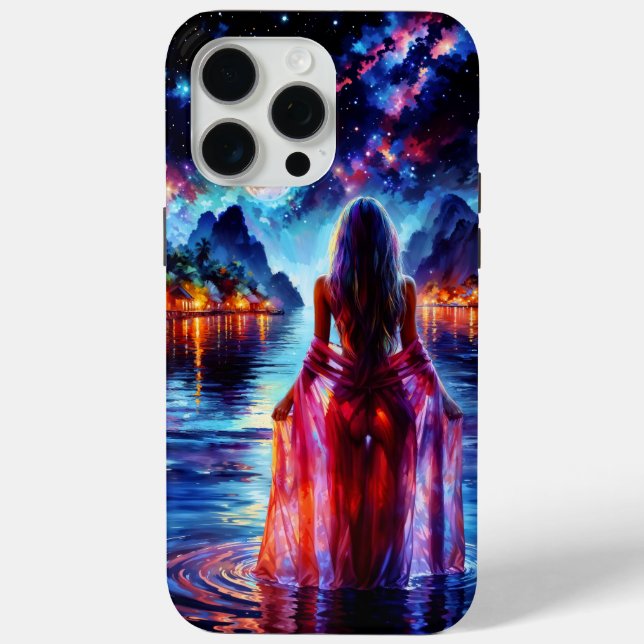 Tropical moonlit fantasy woman in paradise Case-Mate iPhone hülle (Rückseite)