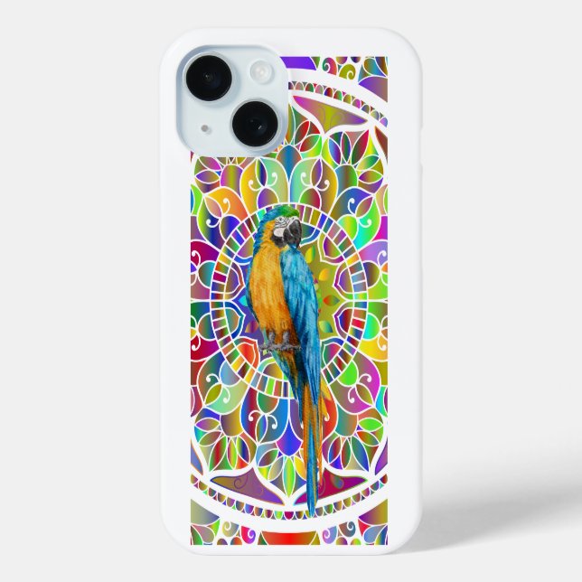 Tropical Mosaic – Blue & Gold Macaw Mandala Case-Mate iPhone Hülle (Rückseite)