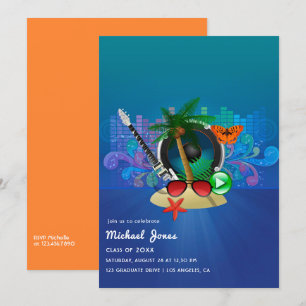 Tropical Music Fest Island Graduation Party Invita Einladung