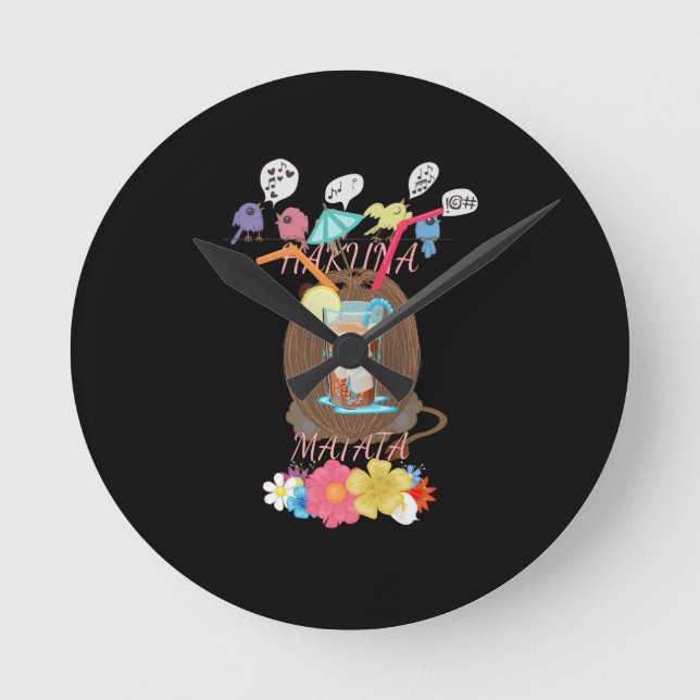 Tropical Nature's Bounty" Kokospalmen Runde Wanduhr (Vorderseite)