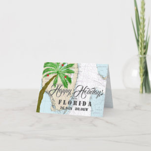 Tropical Nautical Happy Holidays aus Florida Feiertagskarte