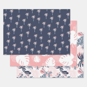 Tropical Navy, Blush Pink assortiment Papier d'env