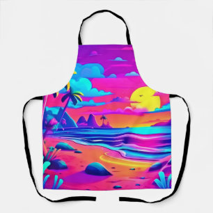 Tropical Neon Beach Sunset Art Schürze