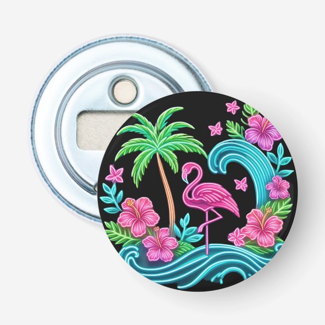 Tropical Neon Flamingo Flaschenöffner (Vorderseite)