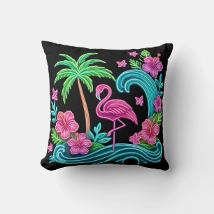 Tropical Neon Flamingo Kissen