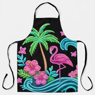 Tropical Neon Flamingo Schürze