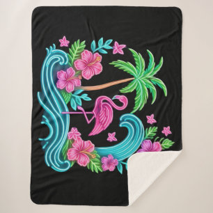 Tropical Neon Flamingo Sherpadecke
