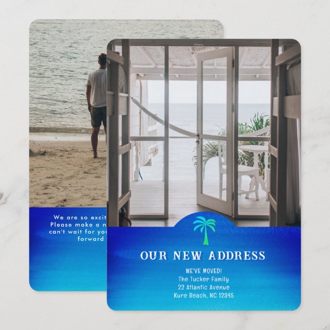 Tropical New Address Bright 2-Foto Moving Card (Vorne/Hinten)