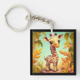 Tropical Niedlich Baby Giraffe Cartoon Schlüsselanhänger