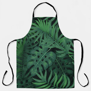 Tropical Night Green: Muster für exotische Pflanze Schürze