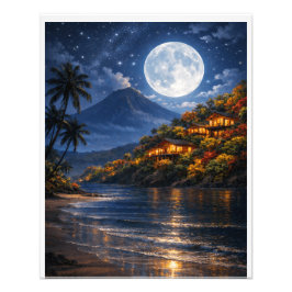 Tropical Night Paradise – Moonlit Beach Fotodruck