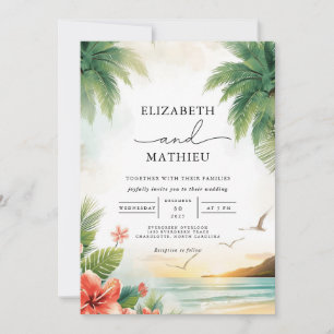 Tropical Oasis Palm Arch Wedding Einladung