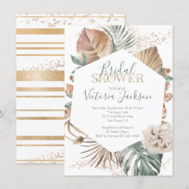 Tropical Oasis Palm Leaf Gold Brautparty Einladung