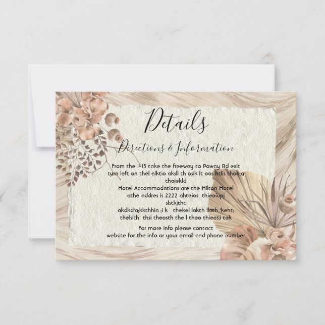 Tropical Oasis Palm Wedding Details und Infokarte RSVP Karte (Vorderseite)