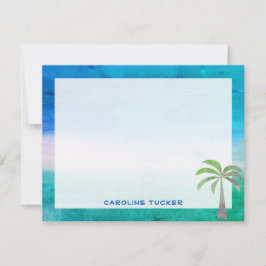 Tropical Ocean Beach Palm Tree Stationery Mitteilungskarte