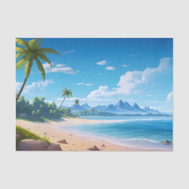 Tropical Ocean Island Sandy Beach Shore Seidenpapier (Vorderseite)