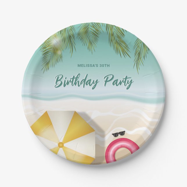 Tropical Ocean Sand Beach Waves Sommer Geburtstag Pappteller (Vorderseite)