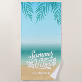 Tropical Ombre Beach Summer Vibes Monogram Strandtuch