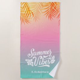 Tropical Ombre Summer Vibes Monogram Strandtuch