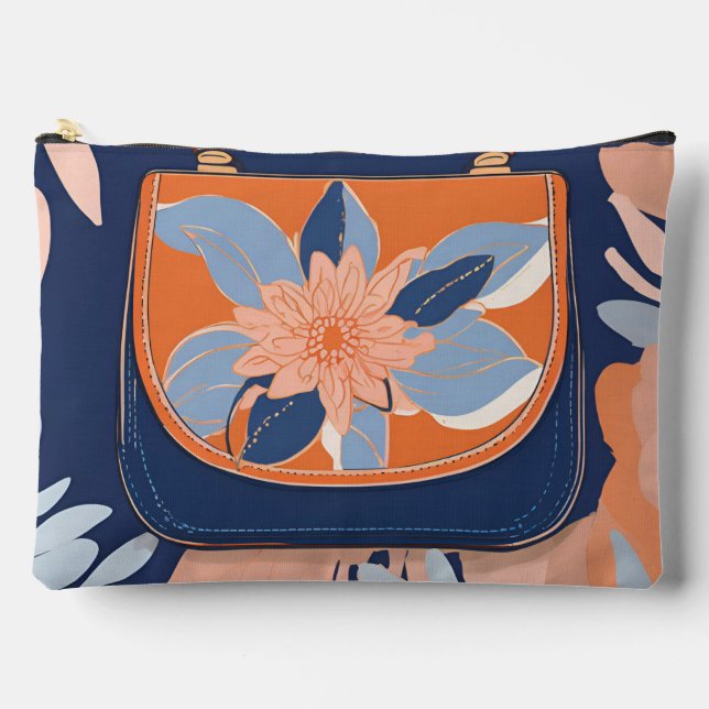 Tropical Orange Blue AI Art Zubehörtasche (Vorderseite)