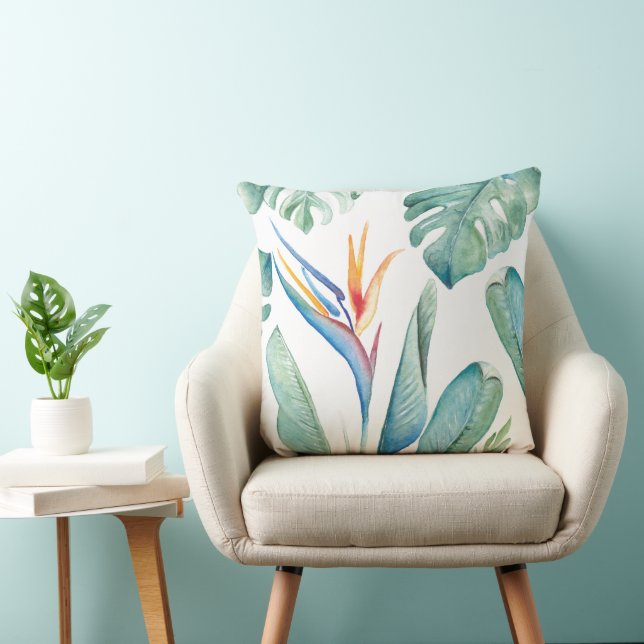 Tropical Orange Flower Botanicals and Greenery Kissen (Stuhl )