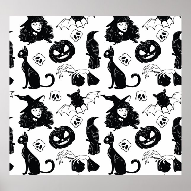 Tropical Orange Gray: Vintages Muster Poster (Vorne)