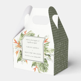 Tropical Orange Green Leafy Botanical Wedding Medi Geschenkschachtel
