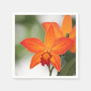 Tropical Orange Orchid Paper Napkin Serviette
