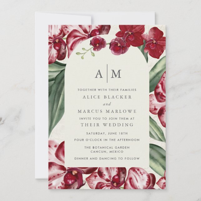 Tropical Orchid Hawaiian Island Wedding  Einladung (Vorderseite)