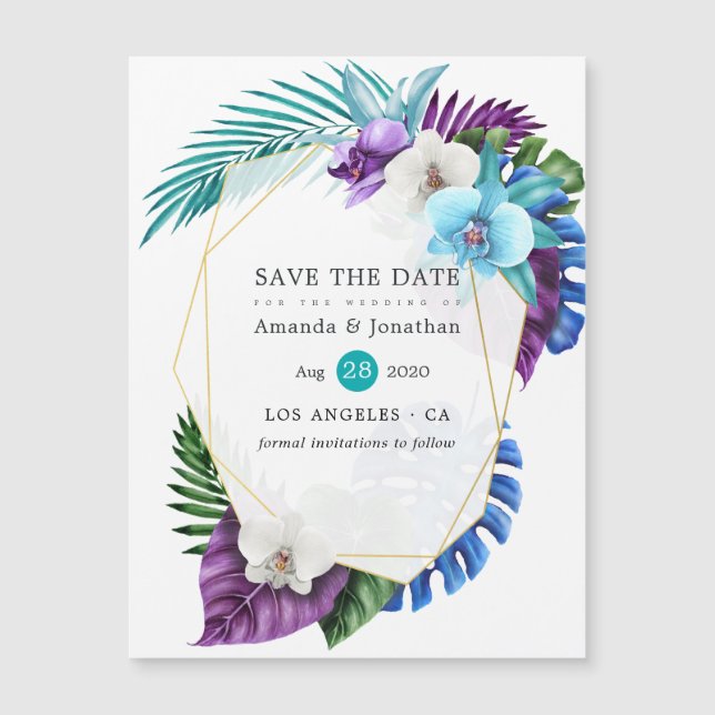 Tropical Orchids Beach Hochzeit Save the Date Magnetkarte (Vorderseite)