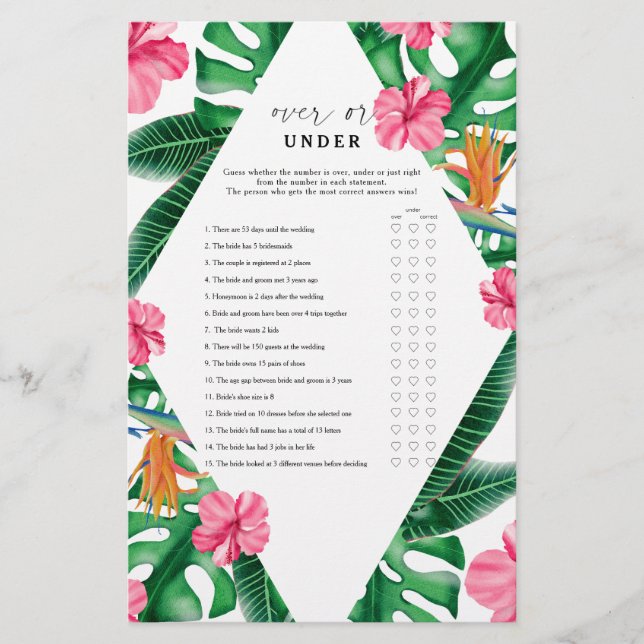 Tropical - Over oder under Brautparty (Vorderseite)