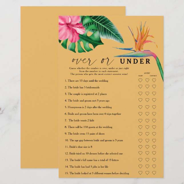 Tropical - Over oder under Brautparty (Vorne/Hinten)