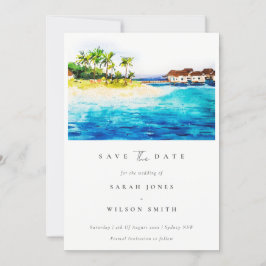 Tropical Overwater Villa Seascape Beach Palmen Save The Date