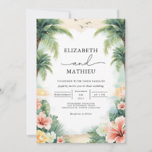 Tropical Palm Arch Floral Wedding Einladung