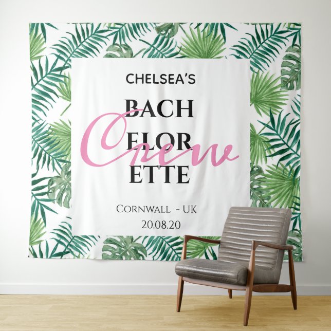 Tropical Palm Bachelorette Crew Party Hintergrund Wandteppich (Beispiel (Horizontal))