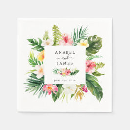 Tropical Palm Banana Blätter Blush Bloral Hochzeit Serviette