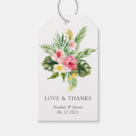 Tropical Palm Banana Leaf Blush Bloral Hochzeit Geschenkanhänger