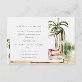 Tropical Palm Beach Cabana Hochzeitsempfang Begleitkarte