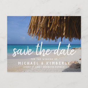 Tropical Palm Beach Hochzeit Save the Date Ankündigungspostkarte