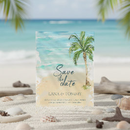 Tropical Palm Beach Watercolor Wedding Save The Date