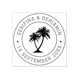 Tropical Palm Beach Wedding Custom Passport Briefm Gummistempel