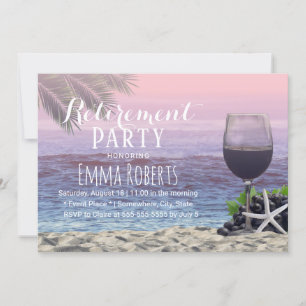 Tropical Palm Beach Wine Retirement Party Einladung