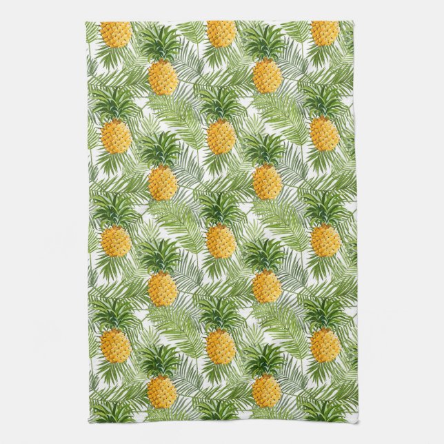 Tropical Palm Blätter & Ananas Handtuch (Vertikal)