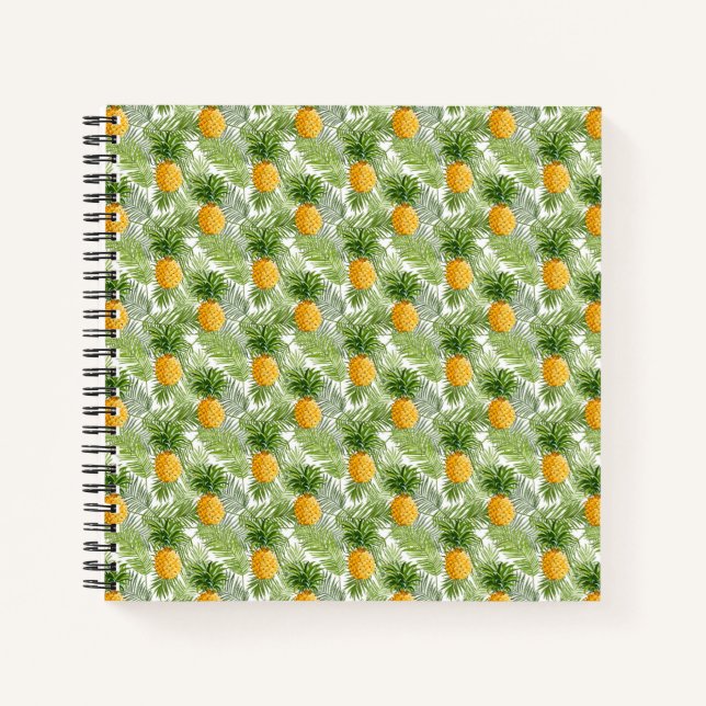 Tropical Palm Blätter & Ananas Notizbuch (Vorderseite)