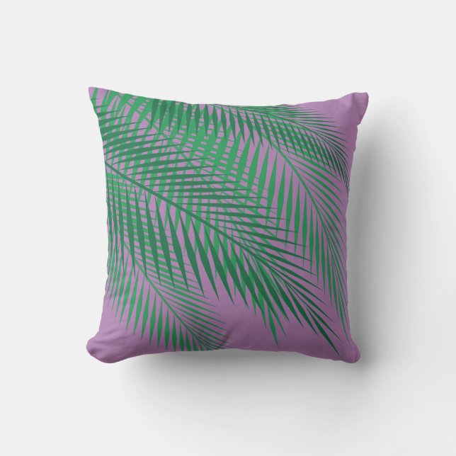 Tropical Palm Blätter auf Lila - im Freien Kissen Für Draußen (Vorderseite)