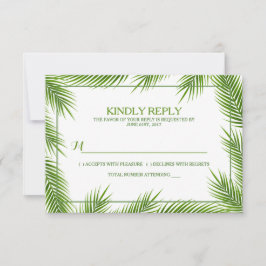 Tropical Palm Blätter Beach Wedding RSVP Karte