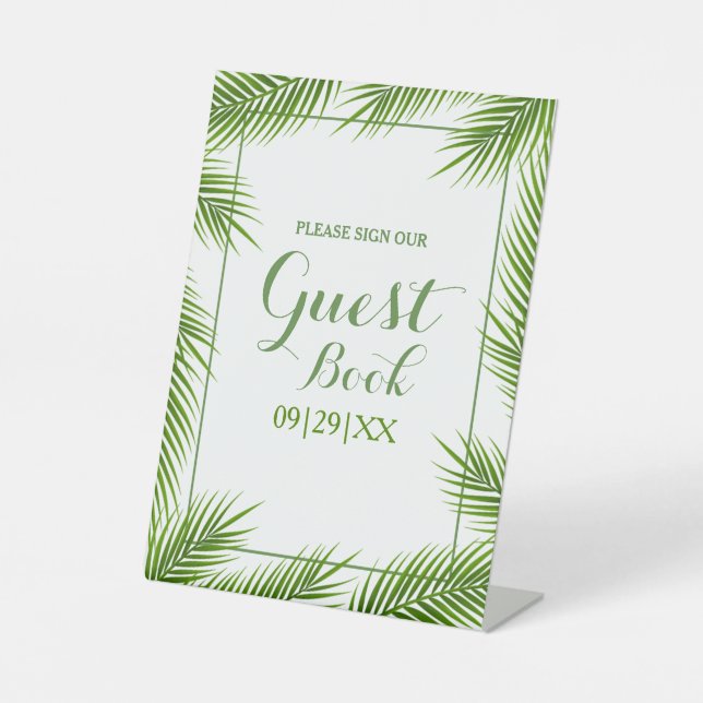 Tropical Palm Blätter Beach Wedding Sockelschild (Vorderseite)