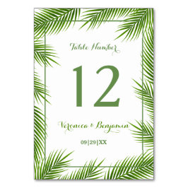 Tropical Palm Blätter Beach Wedding Tischnummer