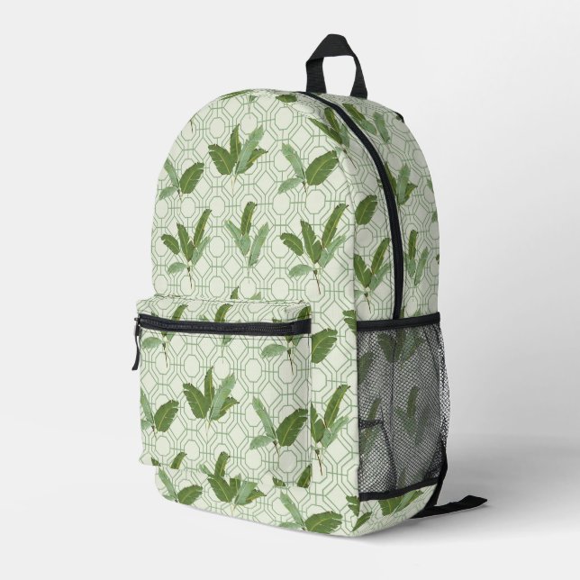 Tropical Palm Blätter Bedruckter Rucksack (Rückseitige Ecke Rechts)