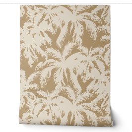Tropical Palm Blätter Creme and Sand Tapete